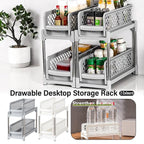 Bathroom Kitchen Sink Storage Rack Drawer Plastic Shelf Seasoning Holder - Grey-0