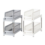 Bathroom Kitchen Sink Storage Rack Drawer Plastic Shelf Seasoning Holder - Grey-1