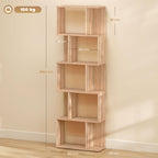 Bibliothèque à 5 niveaux, meuble de rangement en forme de S avec étagères, 60 x 24 x 184,5 cm, effet bois naturel-2