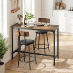 Ensemble Table de Bar avec 2 Tabourets, Table Haute de Cuisine et 2 Chaises de Bar Rembourrées PU, Repose-Pieds, Marron-1
