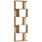 Bibliothèque à 5 niveaux, meuble de rangement en forme de S avec étagères, 60 x 24 x 184,5 cm, effet bois naturel-0