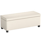 Banc de rangement bout de lit en velours côtelé avec couvercle, pour salon, chambre, entrée, 112 x 42 x 40 cm, beige-0