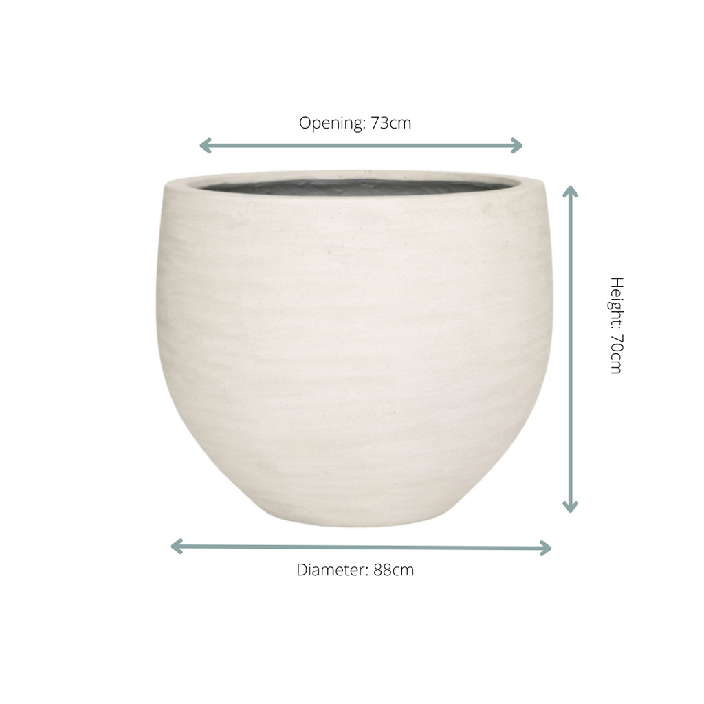 Pflanztopf Jumbo Orb Ivory Washed – D88xH70cm – Großer runder Blumentopf in Elfenbein – Optik – Wetterfester Design – Gartenkübel für Innen & Außen-1