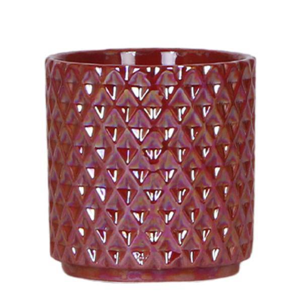 Diamant Perle Dekotopf – Rot – Ø9cm – Keramik Übertopf aus der Colourful Optimism Kollektion-0