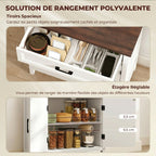 Buffet salon, meuble de rangement avec 2 portes, tiroir et étagère réglable, 76 x 35 x 80 cm, blanc-4