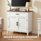 Buffet salon, meuble de rangement avec 2 portes, tiroir et étagère réglable, 76 x 35 x 80 cm, blanc-6