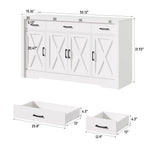 15"–30" Expandable Sideboard with 3 Drawers, White - Yanosaku-1