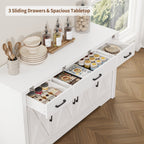 15"–30" Expandable Sideboard with 3 Drawers, White - Yanosaku-4